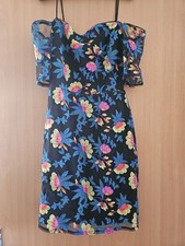 Womens Topshop Floral Embroidered Mesh Dress - Black Size 8