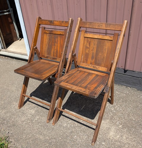 Pair antique wood folding - 2,