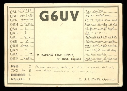 Qsl amateur radio g6uv - qsl,