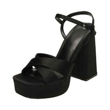 Black satin high heel - satin,