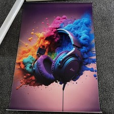 Gaming Headphones Abstract Colourful Poster/ Wall Art/ Canvas ~ Unframed 40x60CM