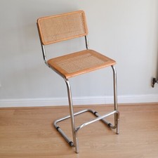 Marcel Breuer Cesca Bauhaus Modernist Style Chrome Beech Cane Bar Stool