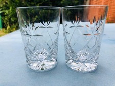 Cut Glass Crystal pair of Whiskey Tot Glasses