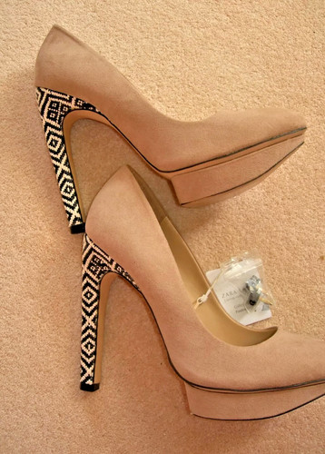 Zara beige suede with - black, &