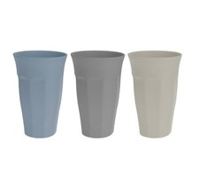 3 x Stackable Plastic Tumblers Cups Tall Glasses Set Reusable BBQ Party Melamine