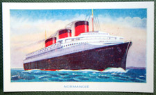 NORMANDIE  CGT Ocean Liner   Vintage 1939 Illustrated Card  GE09