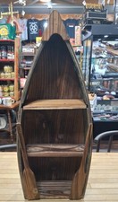 Wood Boat-Shaped Wall Shelf With Oars – Rustic 24.5" Wood Decor