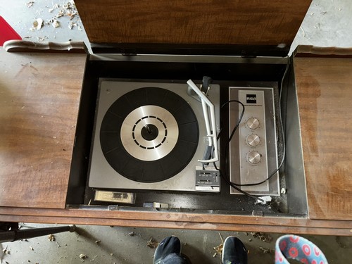 Vintage record player - record,