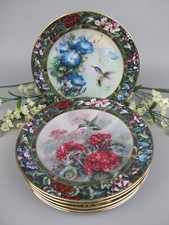 Lena Liu's Plates Hummingbird Treasury Collection x 6. Vintage set. Birds. 20 cm