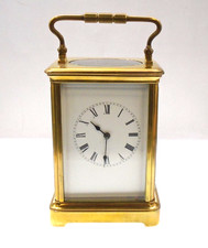 ANTIQUE French 19th Century Brass Chiming Carriage Clock With Key Circa 1880