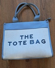 Grey And Rattan Tote Bag