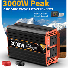 Pure Sine Wave Power Inverter 12V To 240V 1500W 3000W Converter Boat Truck UK 