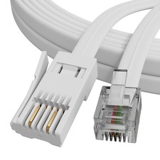 ConnectingU White 2 Wire RJ11 Male to BT Male Telephone/ Modem Cable