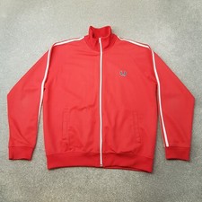 Fred Perry Mens Track Jacket Large Red Tracksuit Top Casuals Mod Liam Vintage