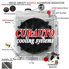 3 Rows Radiator For 64-1966;Ford Mustang 260/289 V8 &Shroud 90W Fan Relay AT/MT
