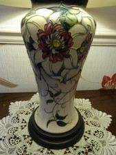 moorcroft 12" Table Lamp Floral on Cream Back ground & Shade.