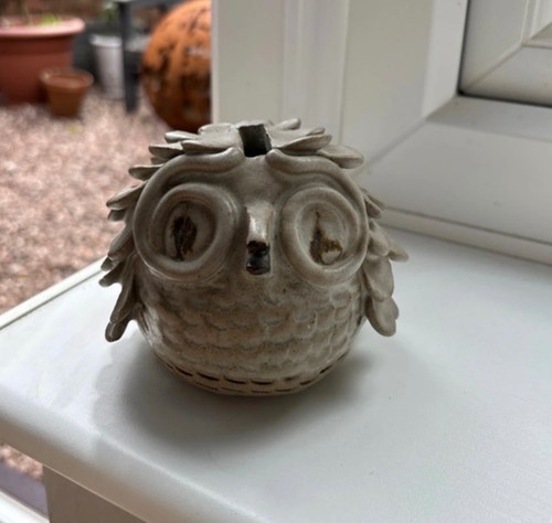 Hand made clay owl - , sculpted