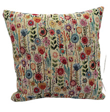 Kew Gardens Cushion, Luxury Tapestry, Various Sizes, Floral, Cream, Black, Large