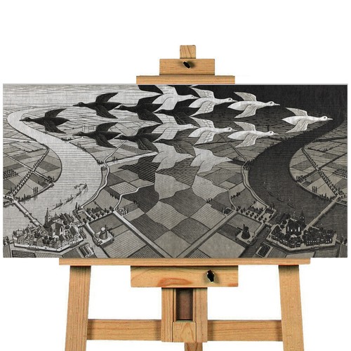 Escher day and night - day, wall