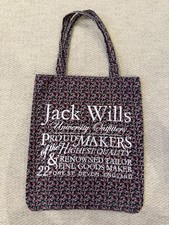 Jack Wills Ladies Canvas Bag Navy Blue With Christmas Red Holly Leaf Pattern