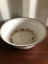 Large Old Vintage White Enamel