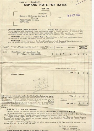 Rural district belford 1954 - of,