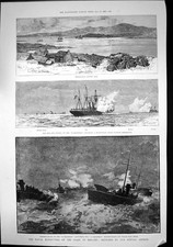 Old print naval manoeuvres - print,