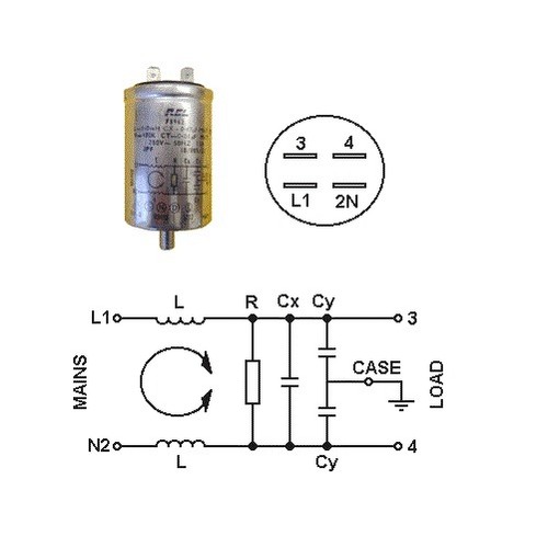 Mains filter stud - filter, mounted