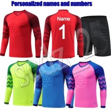 Football Kids Boys Girls Goalie Goalkeeper Kit Shirt Tops Shorts Padded Elbow