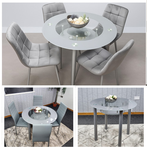Modern grey glass round dining - grey,