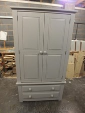 HAMPSHIRE ALL PAINTED 2 DOOR GENTS WARDROBE /SOLID PINE - F&B PURBECK STONE