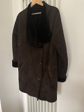 Nicole Farhi Chocolate Brown Shearling 100% Sheepskin Warm Fur Coat Jacket L/XL