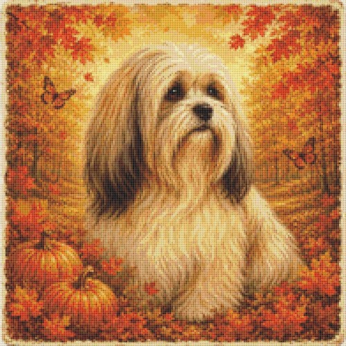 Lhasa apso puppy dog autumn - lhasa,