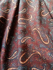 Silk Midi Long Skirt XS 6 (W25). Vintage Full Pleated Paisley Pattern Boho.