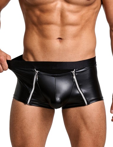 Men black leather look - men's,