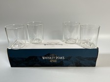 Whiskey Peaks Rock Glasses Mountain Range Handblown Set Of 4