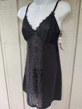 Marilyn Monroe Intimates Chemise Nightgown Black, Lace Trim, Size M, NWT 