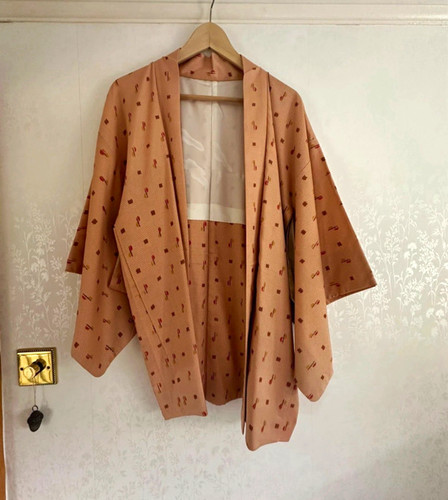 Silk kimono haori style - kimono,