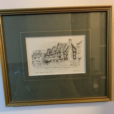 W.E.Russell Original Signed 1928 Ink Sketch Of Shakespeares House Framed