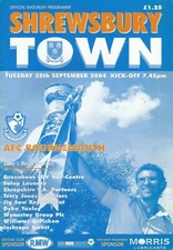 Shrewsbury Town v Bournemouth - LDV Trophy - 28/9/2004 - Football Programme