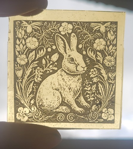 Stained glass rabbit amber