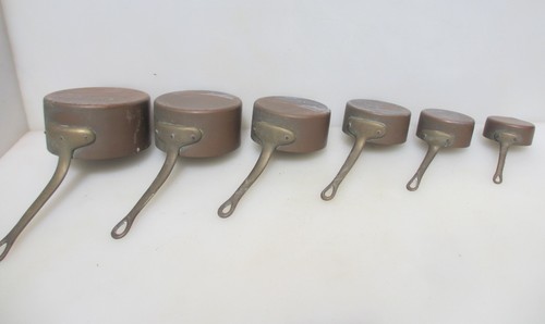 Antique copper sauce pan - antique, set