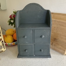 Small Table Top Spice/ Apothecary Four Drawers And Shelf, Shabby Chic