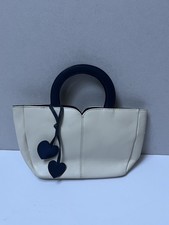 Vintage Jane Shilton Blue Heart Leather Handbag Made In England 1980
