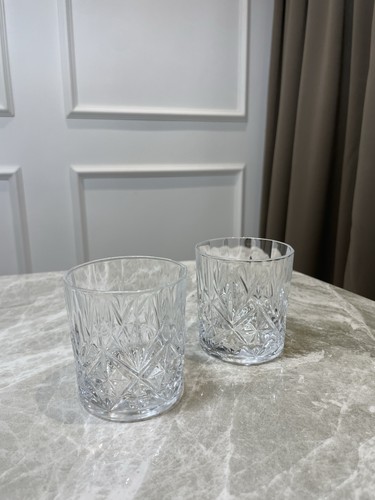 Pair cut glass - glass, tumblers