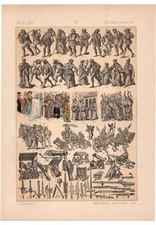 MEDIEVAL SWISS - Tools Weapons Army Armory Icons  1884 Antique Print w Video