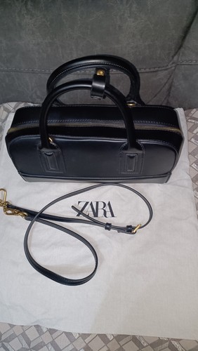 Zara black faux leather bag - black,