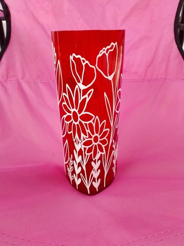 Red heart shaped vase with - shaped,