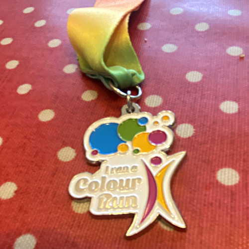 Colour run running medal award - run,