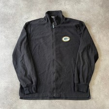 NFL Green Bay Packers Fleece Mens XL Y2K Full Zip Football Jacket, Black